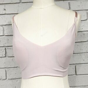 TRUE&CO Womens S P Light Pink Wirefree V Neck Comfort Bra Top